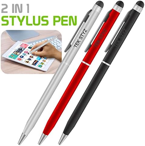 Pro Stylus Pen עבור סמסונג גלקסי J1 עם דיו, דיוק גבוה, צורה רגישה במיוחד וקומפקטית למסכי מגע [3 חבילה-שחורה-אדומה-סילבר]